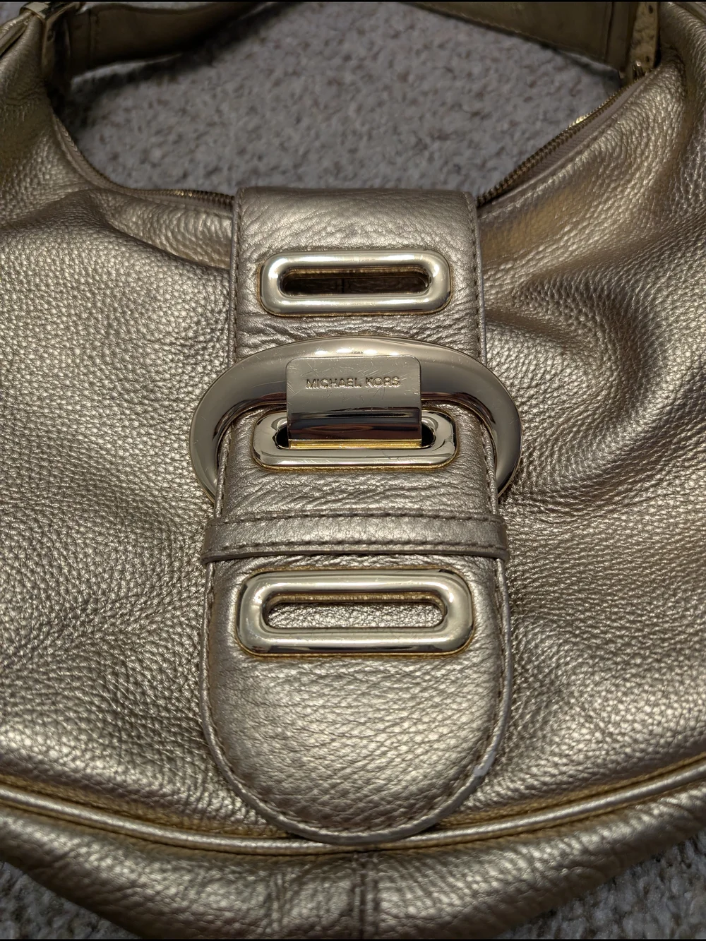 Michael Kors Metallic Gold Leather Hobo  Shoulder Bag